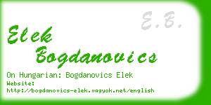 elek bogdanovics business card